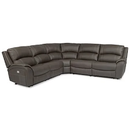 Casual Power Reclining 4 Seat Sectional with Power Headrests